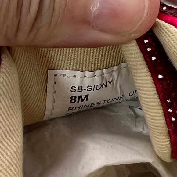 Betsey Johnson Sb-Sidny Rhinestone/Jeweled Sneakers Red Women 8M Tried On - Picture 9 of 10
